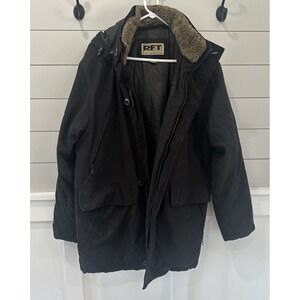 MENS Medium WINTER COAT W HOOD Black RFT BY RAINFOREST‎